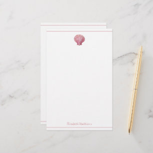 Coastal Pink Seashell on White Personalised Stationery