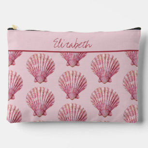 Coastal Pink Seashell Personalised Accessory Pouch