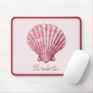 Coastal Pink Seashell Personalised Mouse Pad