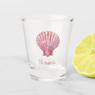 Coastal Pink Seashell Personalised Shot Glass