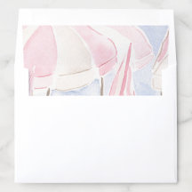 Coastal Pink Watercolor Umbrella Beach Wedding