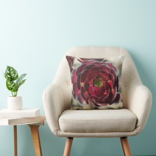 Coastal Plant Photo Red Burgundy Succulent  Cushion