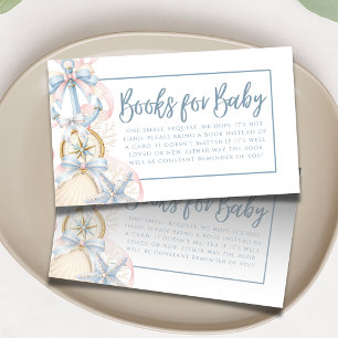 Coastal Preppy Blue Baby Shower Books for Baby Enclosure Card