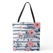 Coastal Preppy Floral Nautical Navy Stripe Custom