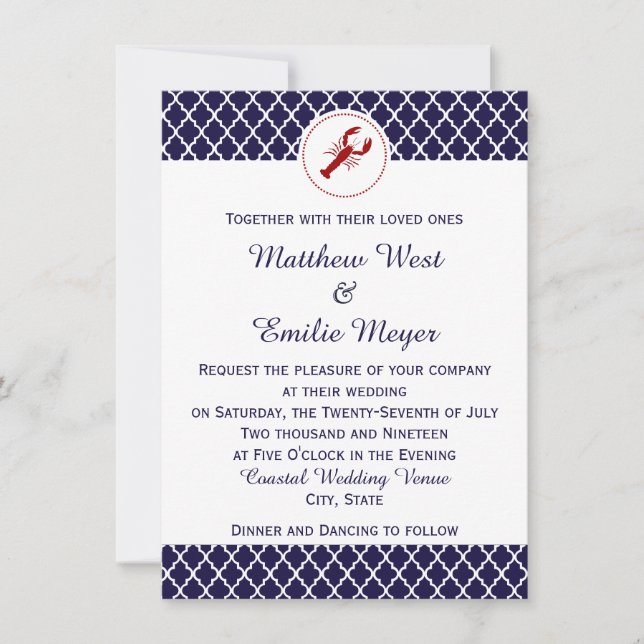 Coastal Quatrefoil Wedding Invitations (Front)