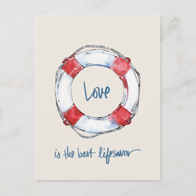 Coastal Quote | Love is the best lifesaver Postcard (Front)