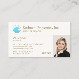 Coastal Real Estate Agent Photo Business Card