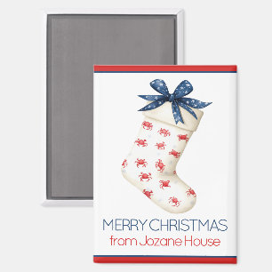 Coastal Red Crab Christmas Stocking Magnet