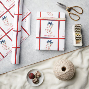 Coastal Red Crab Christmas Stocking Wrapping Paper