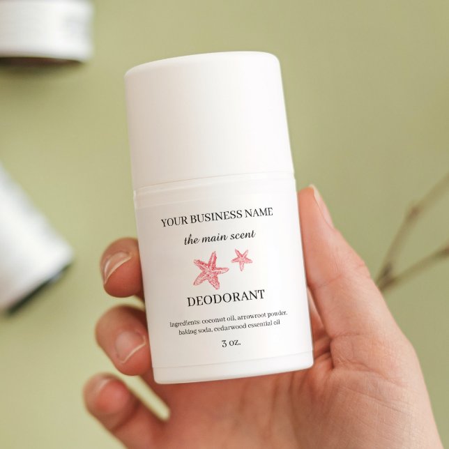 Coastal red starfish deodorant sticker label (Creator Uploaded)