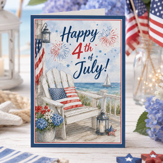 Coastal Red White Blue Patriotic 4th of July Card