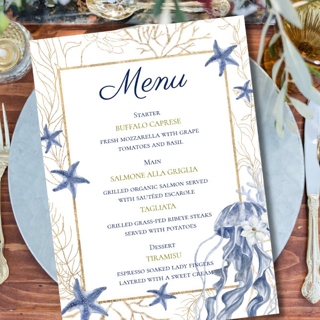 Coastal Rehearsal Dinner Wedding Menu Card (Coastal Rehearsal Dinner Wedding Menu Card)