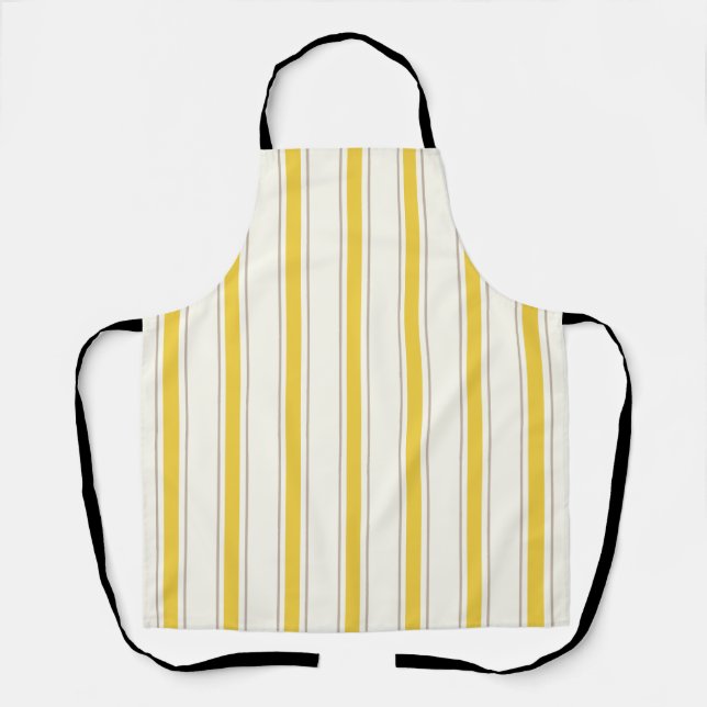 Coastal Resort Awning Stripe Kitchen Lemon Yellow Apron (Front)