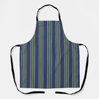 Coastal Resort Awning Stripe Kitchen Navy Green Apron