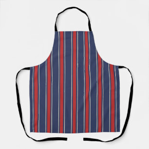 Coastal Resort Awning Stripe Kitchen Navy Red Apron