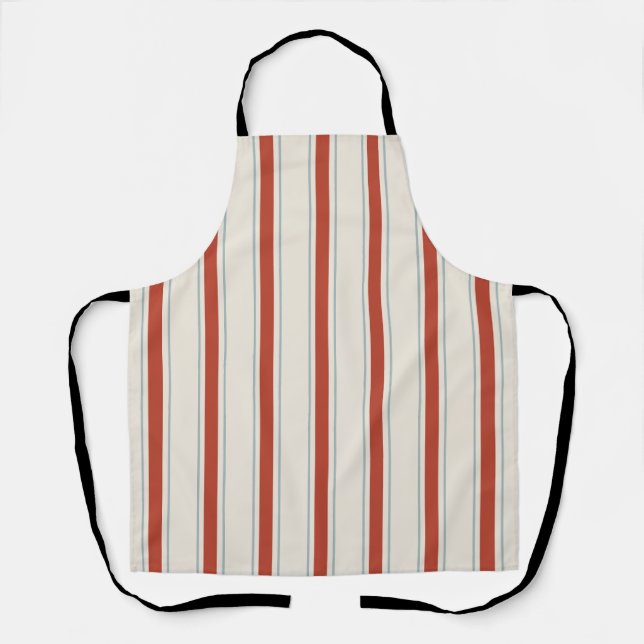 Coastal Resort Awning Stripe Kitchen Persian Red Apron (Front)