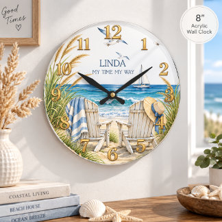 Coastal Retirement My Time My Way Gift Keepsake Round Clock