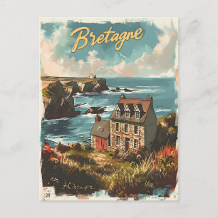 Coastal Retreat: Stone Houses on Brittany's shore Postcard