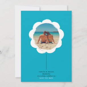 Coastal Retro Painterly Flower Frame Photo Wedding Save The Date