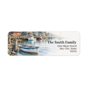 Coastal Return Address Labels Harbour Boats