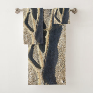 Coastal Rock Formation Star Pattern Beach Bath Towel Set