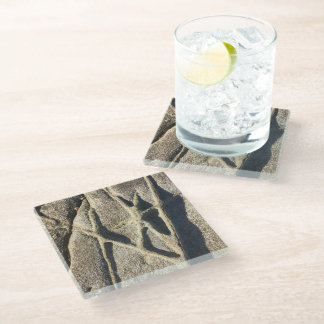 Coastal Rock Pattern Star Beachside Glass Coaster