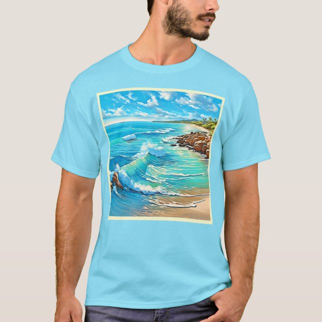 Coastal Rock Scene Design T-Shirt (Front)
