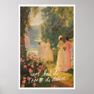 Coastal Rococo Art Print Rose Garden, Lanterns