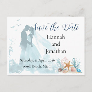 Coastal Romance Wedding Save the Date Invitation Postcard