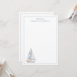 Coastal Sailboat With Blue Stripe Sail Personalise