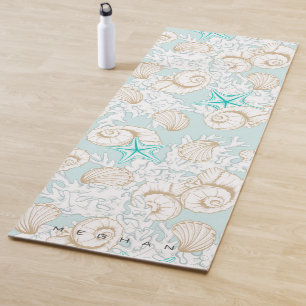 coastal sand beach shells Monogram Yoga Mat