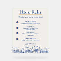 Coastal Sand Dollar Beach House Rules Sign