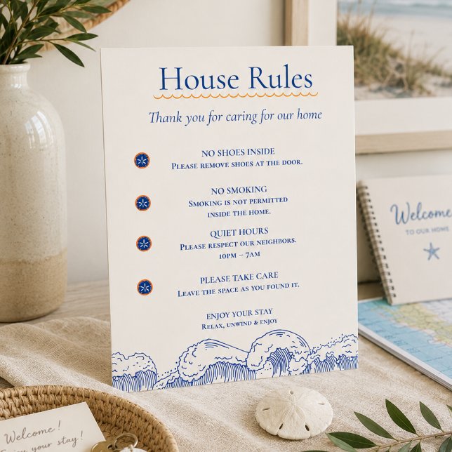 Coastal Sand Dollar Beach House Rules Sign (Creator Uploaded)