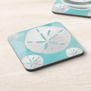 Coastal Sand Dollar Turquoise Tropical Beach Coaster