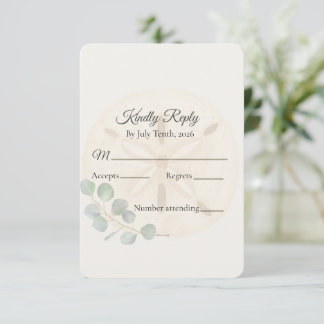 Coastal Sand Dollar Wedding  RSVP Card