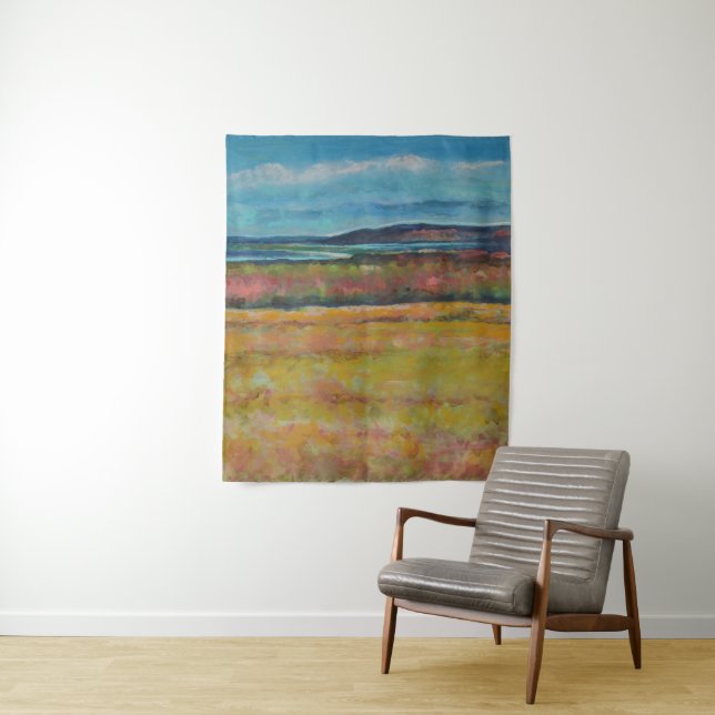 Coastal Sand Dune Art Beach House Decor Tapestry (In Situ)