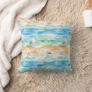 Coastal Sandpiper Shoreline Pattern (1) Cushion
