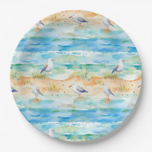 Coastal Sandpiper Shoreline Pattern (1) Paper Plate