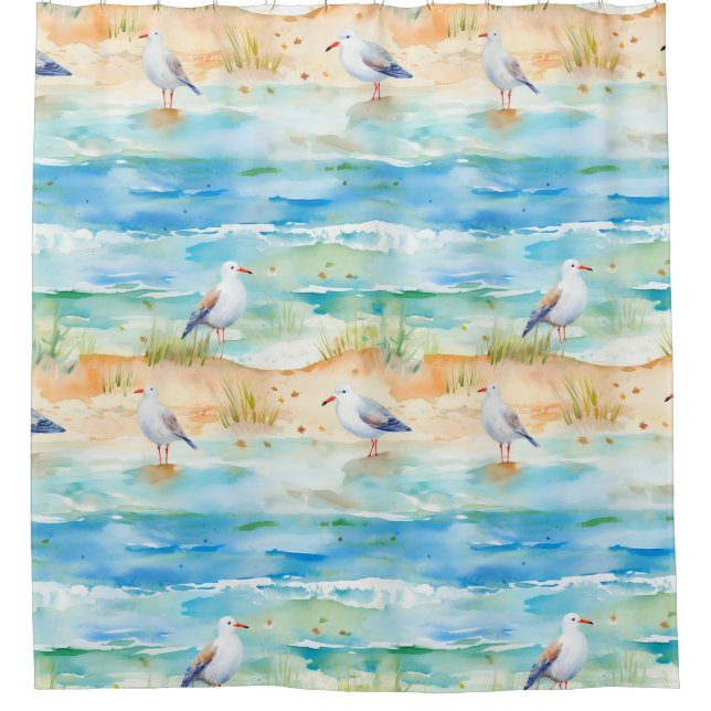 Coastal Sandpiper Shoreline Pattern (1) Shower Curtain (Front)
