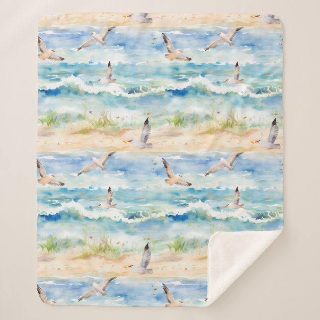 Coastal Sandpiper Shoreline Pattern (2) Sherpa Blanket (Front)