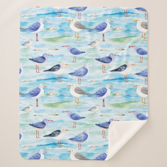 Coastal Sandpiper Shoreline Pattern (3) Sherpa Blanket (Front)