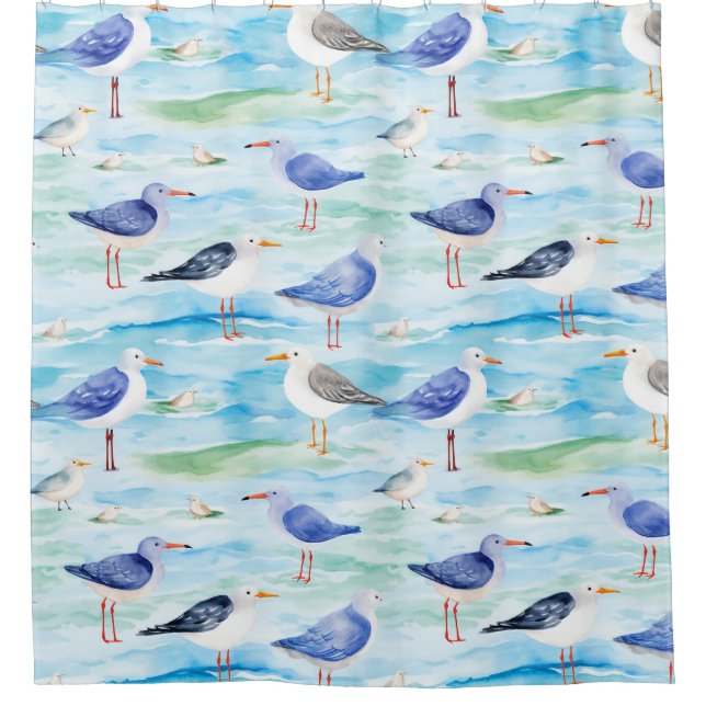 Coastal Sandpiper Shoreline Pattern (3) Shower Curtain (Front)