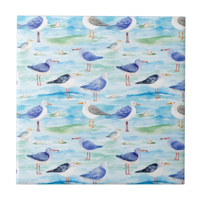 Coastal Sandpiper Shoreline Pattern (3) Tile (Front)