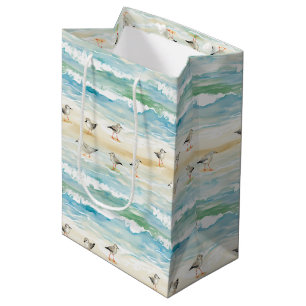 Coastal Sandpiper Shoreline Pattern (5) Medium Gift Bag