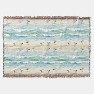 Coastal Sandpiper Shoreline Pattern (5) Throw Blanket