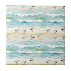 Coastal Sandpiper Shoreline Pattern (5) Tile