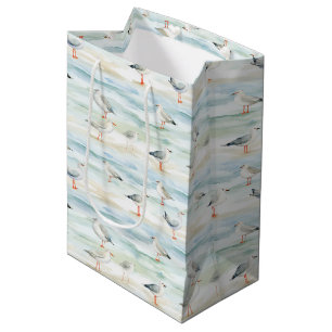 Coastal Sandpiper Shoreline Pattern (6) Medium Gift Bag