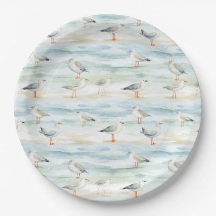 Coastal Sandpiper Shoreline Pattern (6) Paper Plate