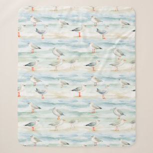 Coastal Sandpiper Shoreline Pattern (6) Sherpa Blanket