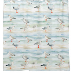 Coastal Sandpiper Shoreline Pattern (6) Shower Curtain
